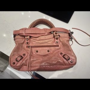 Balenciaga Two-way motocross ‘city' with Removable Strap Pink Leather/Brass